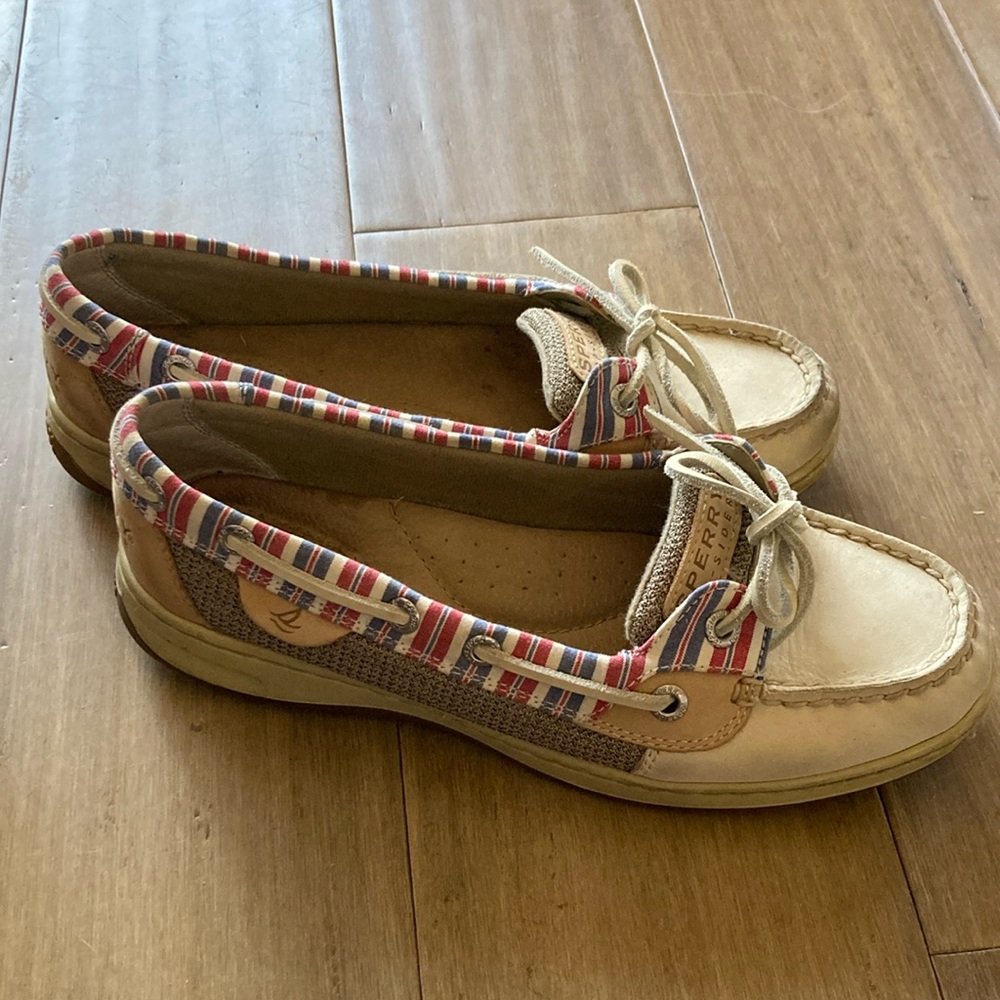 Sperry Women's Striped Flats - Tan and Red